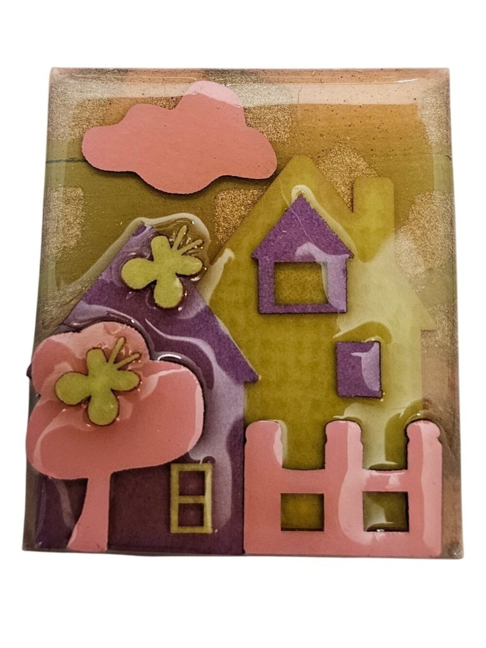 Lucinda Pink Purple House Gate Cloud Butterfly Brooch J723